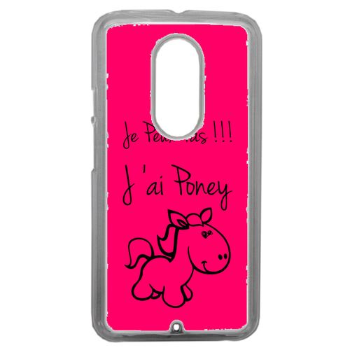 Coque Citation Poney Rose Compatible Motorola Moto X2 Transparent