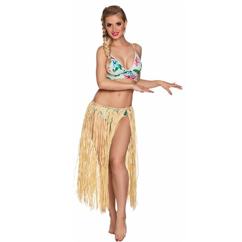 Jupe hawa&iuml;enne longue naturelle raphia adulte