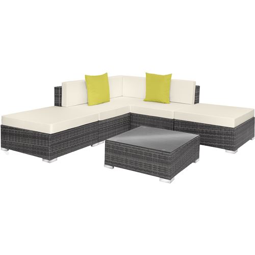 TecTake Canapé de jardin PARIS modulable 5 places - gris