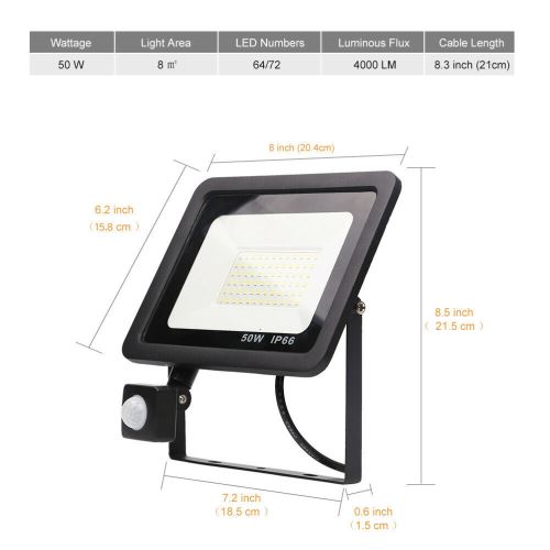 Lumière d'inondation d'induction de LED, projecteur à la maison, lampe ultra-mince très brillante pour le corridor de cour, lumière blanche froide de 50W 6500K 220V