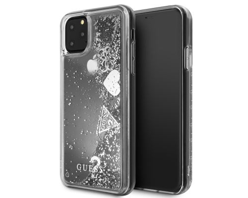 Coque Guess Paillettes Hearts argent pour Iphone 11 Pro