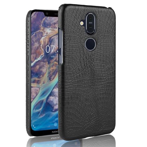 Etui en PU enduit de crocodile noir pour votre Nokia 7.1 Plus/X7
