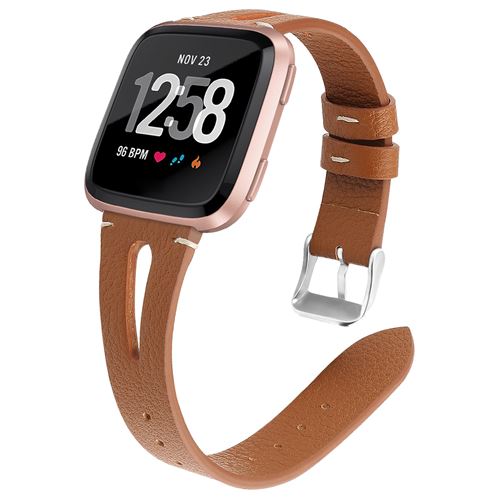 Bracelet en cuir élégant pour Fitbit Versa 3 / Sense - Brun