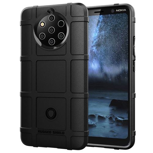 Coque en TPU bouclier grille carrée anti-chocs noir pour votre Nokia 9 PureView