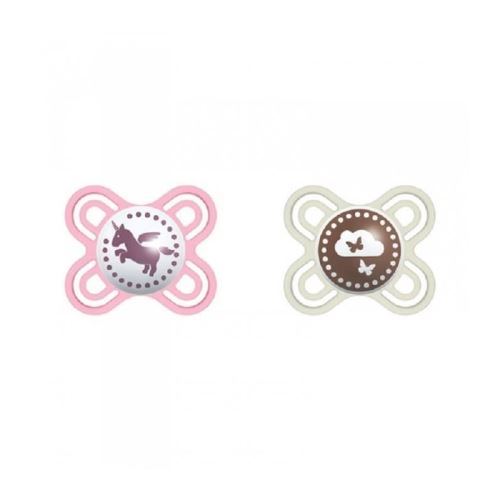 mam sucette perfect naissance - 0-2+m - silicone - lot de 2 - licorne / papillon