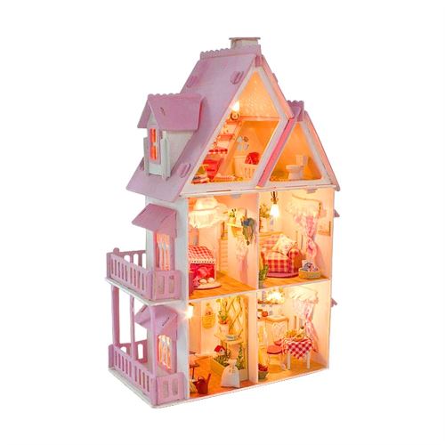 Maison miniature Bricolage 3D en bois Meubles LED Maison Puzzle décorez cadeaux Creative Pealer4620
