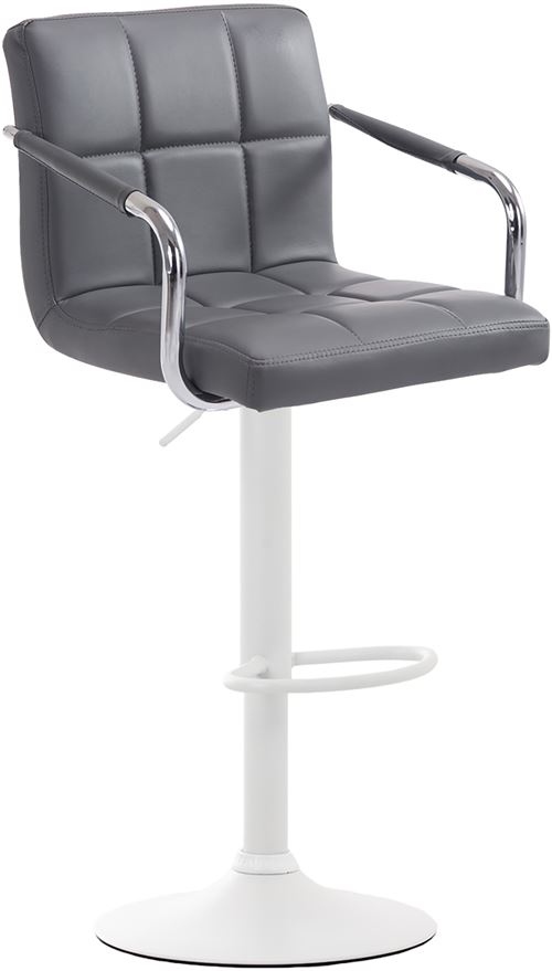 Tabouret de bar Lucy V2 en similicuir avec Piètement en Métal , Gris/Blanc