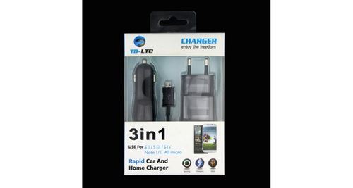 Pack Chargeur Pour Lenovo Phab 2 Pro Smartphone Android Micro Usb (cable Chargeur + Prise Secteur + Double Allume Cigare) Univer (noir)