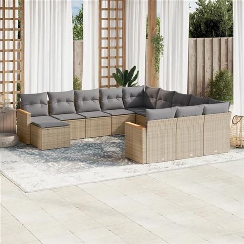 VIDAXL Salon de Jardin avec Coussins 12 pcs, Canap&eacute;s de Terrasse, Ensemble de Meubles de Patio, Mobilier d'Ext&eacute;rieur, 3226584