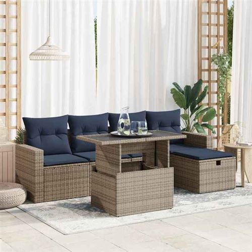 Non Communiqué Marron Vidaxl Salon De Jardin Avec Coussins 6Pcs Gris Résine Tressée, Ensemble De Canapés D'extérieur, Salon De Jardin 3327811