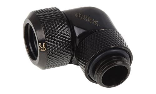 Alphacool Eiszapfen 13 mm HardTube compression fitting 90° rotatable G1/4 - Raccord à angle de compression de système de refroidissement liquide - noir profond