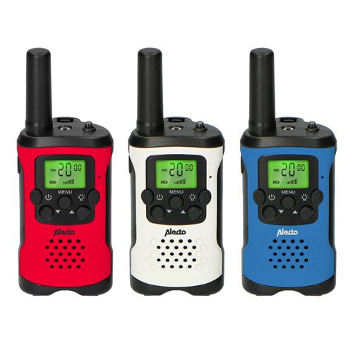 Lot de trois talkie-walkies pour enfants,portée jusqu'à 7 kilomètres Alecto  FR115 3x Rouge-Blanc-Bleu - Talkie Walkie - Achat & prix