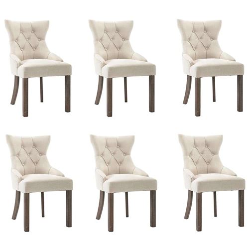 vidaXL Chaises de salle à manger 6 pcs Beige Tissu