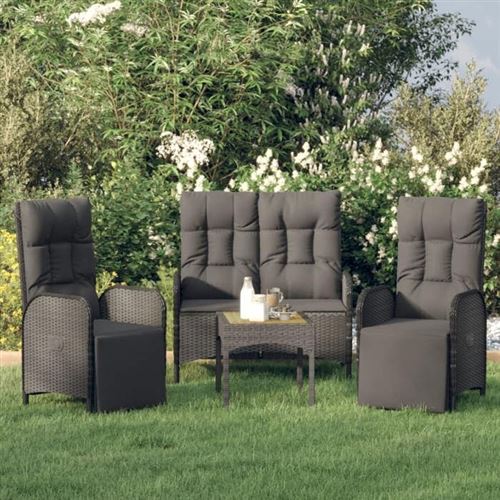 Non Communiqué Noir Vidaxl Ensemble À Manger De Jardin Avec Coussins 3 Pcs Ensemble De Salle À Manger, Ensemble De Salle À Manger 3185094
