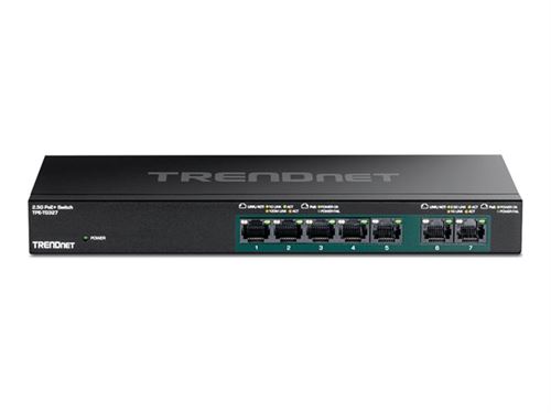 TRENDnet TPE TG327 - Commutateur - non géré - 5 x 10/100/1000 (PoE+) + 2 x 10/100/1000/2.5G (PoE+) - fixation murale - PoE+ (70 W) - Conformité TAA