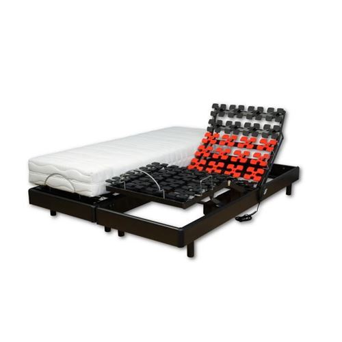 WEBED Ensemble matelas + sommier relaxation 160 x 200 - Mousse - 21 cm - Mi-ferme et équilibré - Noir et gris anthracite - CORDUA