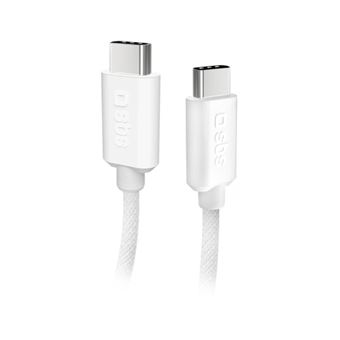 SBS Câble USB tressé USB C - USB C PD 60W 1m50, blanc