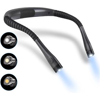 La lampe de lecture LED mains libres suspendue autour du cou 4 perles de  lampe LED, mode 4 vitesses, vous pouvez lire sur le lit ou dans la voiture  (noir) - 