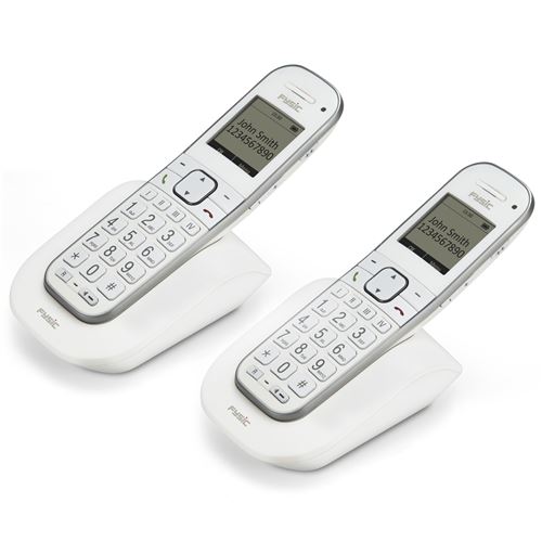 Téléphone sans fil sénior grandes touches, 2 combinés Fysic FX-9000 DUO Blanc