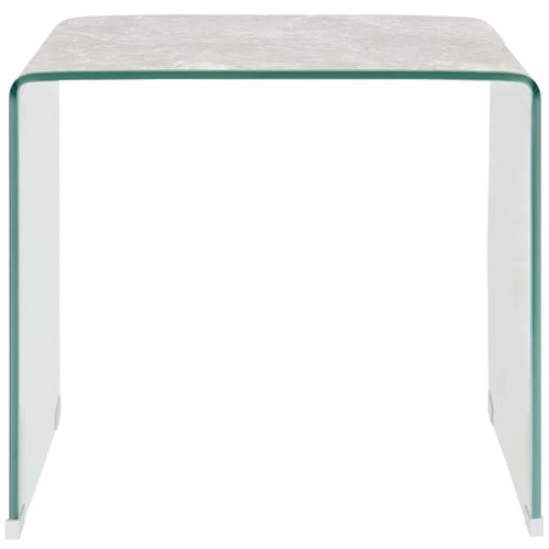 vidaXL Table basse Marron Marbre 50 x 50 x 45 cm Verre trempé