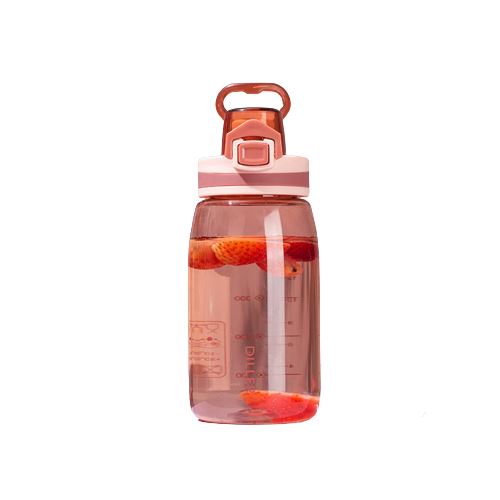 550ml Bouteille d'eau de Sport pour Enfants et Adultes Frusde Anti-fuites avec Marqueur de Temps, Sans BPA - rose