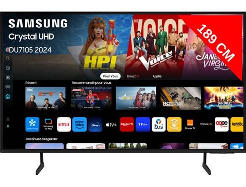 Samsung TU75DU7105K Classe de diagonale 75 DU7105 Series TV LCD rétro éclairée par LED Crystal UHD Smart TV Tizen OS 4K UHD (2160p) 3840 x 2160 HDR noir