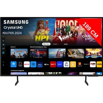 Samsung TU75DU7105K - Classe de diagonale 75" DU7105 Series TV LCD rétro-éclairée par LED - Crystal UHD - Smart TV - Tizen OS - 4K UHD (2160p) 3840 x 2160 - HDR - noir - 1