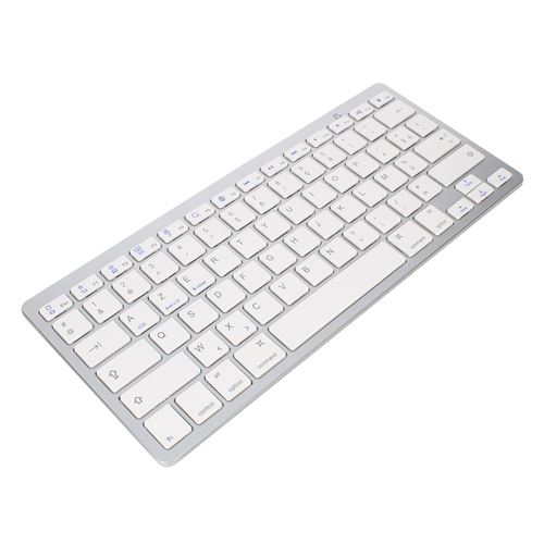 Clavier Bluetooth AZERTY avec 7 Raccourcis multim&eacute;dia Autonomie 30j Argent