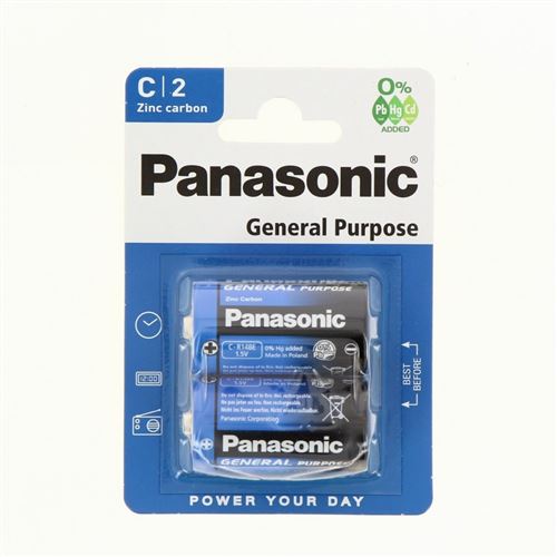Panasonic Pack De 2 Piles General Purpose Baby C Lr14