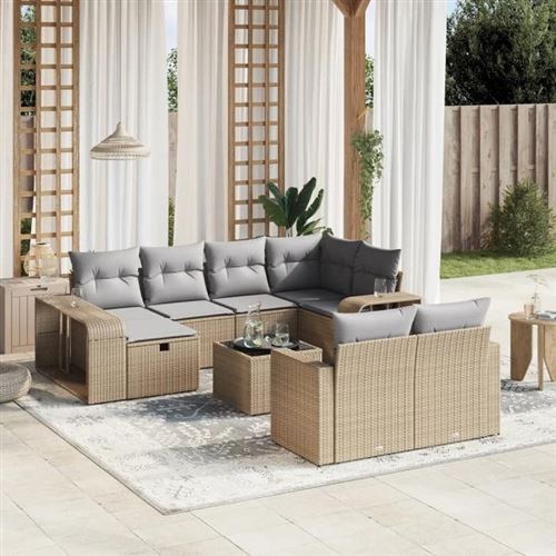 Non Communiqué Beige Salon De Jardin Modulable Vidaxl Resine Tressee 11 Pieces 62 X 55 X 69 Cm
