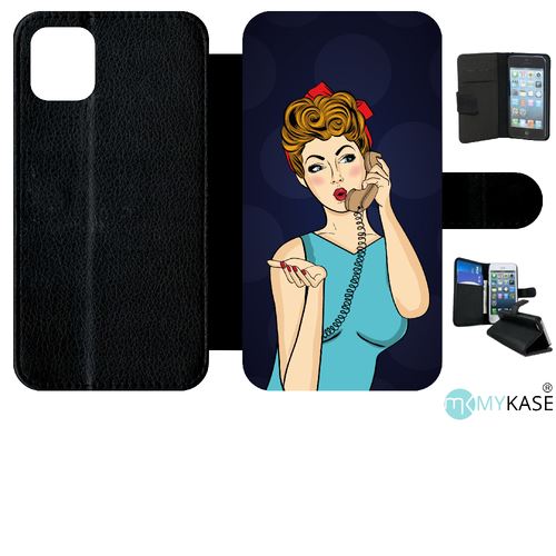 Etui My-Kase pour iPhone 11 - pin up fond noir - Simili-cuir Noir