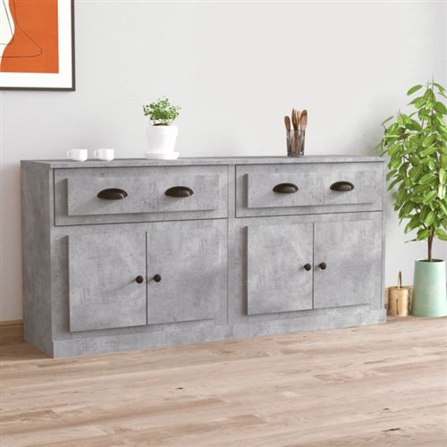 Non Communiqué Gris Béton Buffets 2 Pcs Bois D Ingénierie