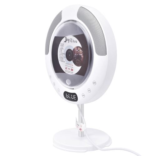 Brightake Lecteur CD Bluetooth avec touches tactiles, housse anti-poussière, télécommande, radio FM, design interrupteur, prend en charge l entrée/sortie USB/AUX Pull, blanc