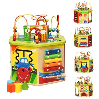 Cube D Activite Giantex 36 X 32 X 38cm 7 En 1 Labyrinthe Perle A Usages Multiples Jeux Pour Bebes De Plus De 3 Ans Cubes Bois Achat Prix Fnac