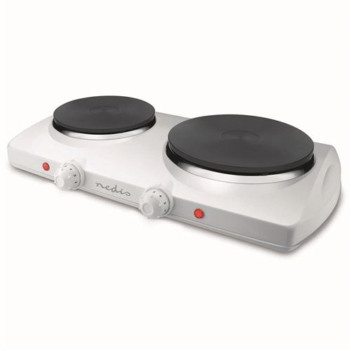 Plaque Chauffante Électrique 2300W pour 2 Foyer Antisurchauffe Nedis Blanc