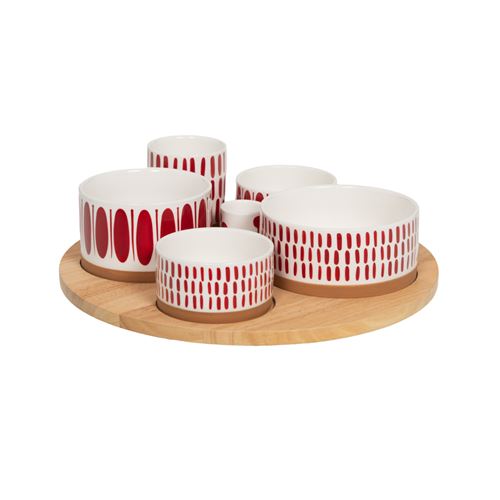 Non Communiqué Multicolore Service Apéritif 6 Pièces Mikonos Rouge - Table Passion - Porcelaine