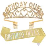 Amosking Décoration D'anniversaire 20 Ans Pour Fille : Couronne, écharpe, Décoration De Gâteau, Bougies, Ballons Et Boîte Cadeau En Or Rose