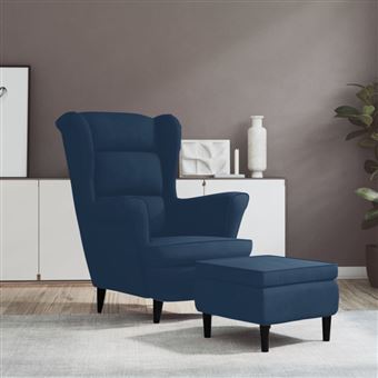 Maison Exclusive - Fauteuil à oreilles avec tabouret gris clair velours