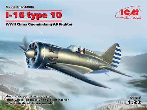 I-16 Type 10, Wwii China Guomindang Af Fighter- 1:32e - Icm