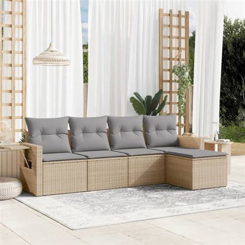 vidaXL - Salon de Jardin - Ensemble 5 Pièces - Beige - Image 2