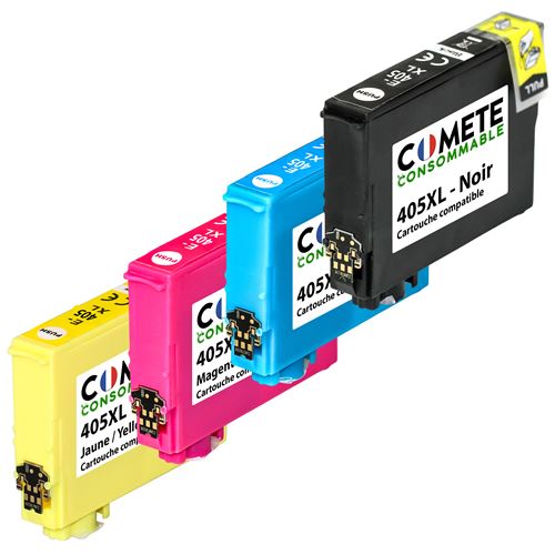 COMETE - 405XL - 4 Cartouches d'Encre Compatible avec Epson 405 XL - Marque française