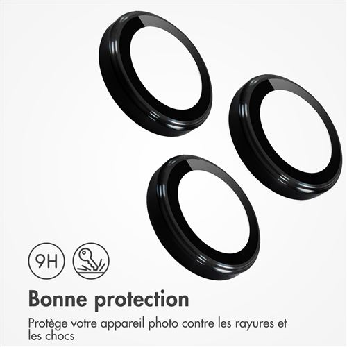 iMoshion Lot de 2 protections d'objectif de caméra pour iPhone 15 Pro / 15  Pro Max - Noir