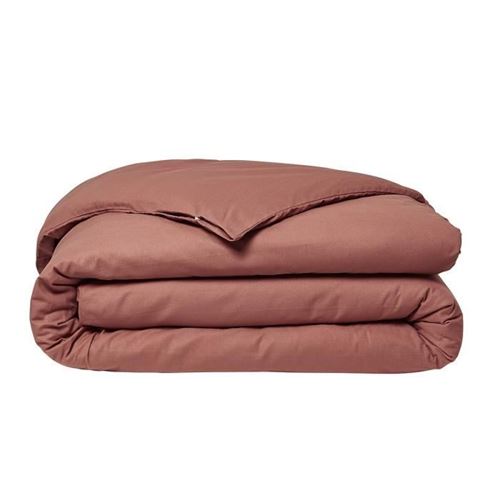 Housse de couette Essential - 140 x 200 cm - 1 personne - 100% Coton uni - Terracotta