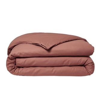 Housse de couette Essential - 140 x 200 cm - 1 personne - 100% Coton uni - Terracotta - 1
