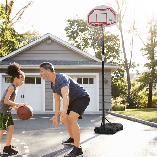 HOMCOM Panier de basketball sur pied avec roulettes hauteur réglable base de  lestage eau ou sable usage intérieur extérieur acier 81 x 133 x 160-180 cm  noir