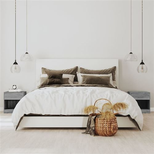 Vidaxl Gris Tables De Chevet 2 Pcs Avec Tiroir Sonoma - Image 3