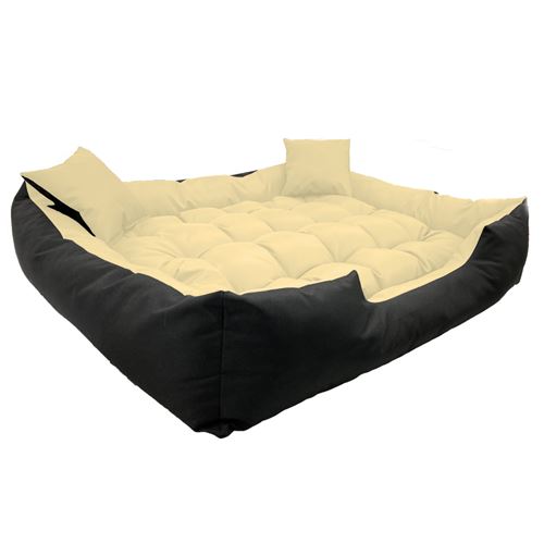 Comparer les prix de Lit pour chien et chat avec coussin AIO Ecco Beige & Noir Taille intérieure : 60x50 / Taille extérieure : 75x65cm