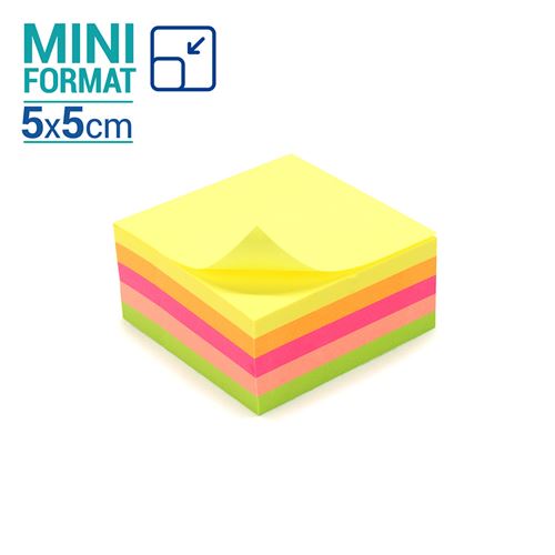 Notes adhésives repositionnables bloc 250 feuil multicol néon 50x50mm