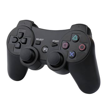 Lot de 2 manettes sans fil pour PS3, télécommande de jeu double vibration  intégrée, compatible avec Playstation 3, avec câble de charge (noir)