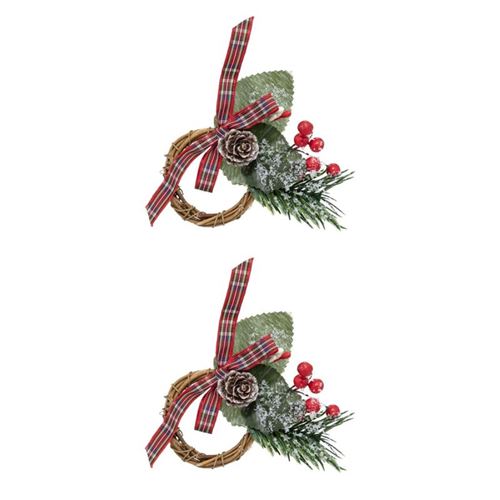 Générique Marron/Vert Lot De 2 Ronds De Serviette - Image 2
